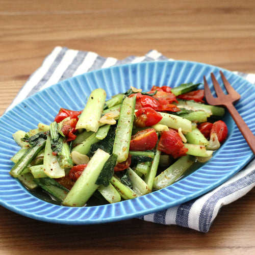 小松菜とミニトマトだし炒め